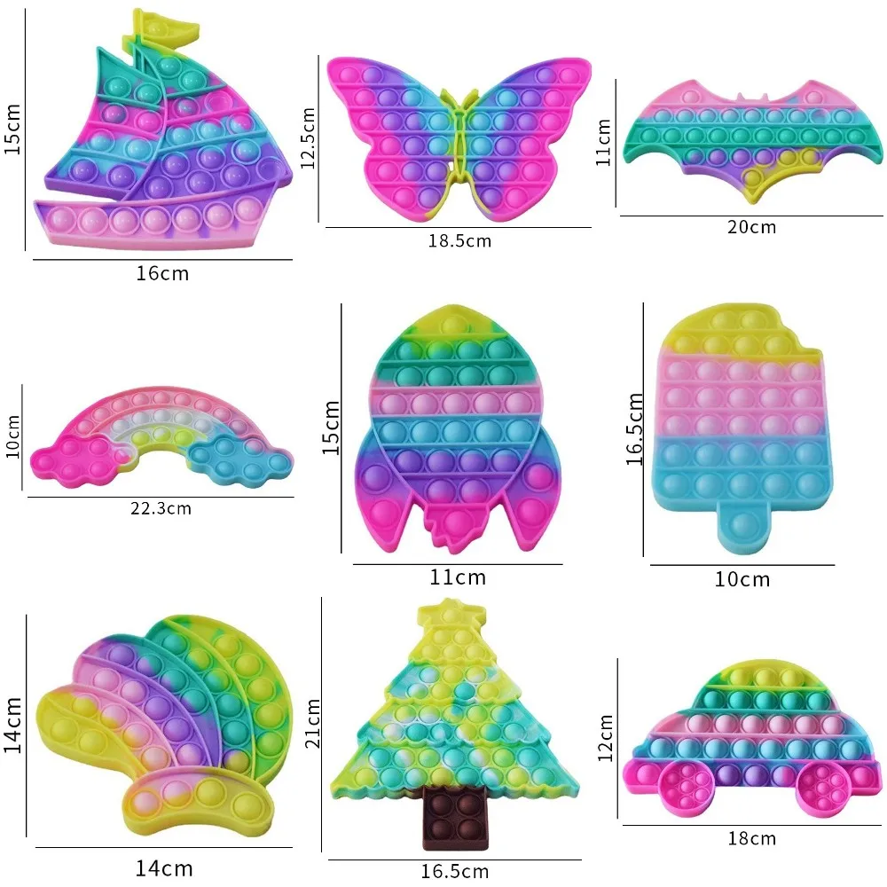 

Pink Butterfly Rainbow Push Bubbles Fidget Toy Anti Stress Relief Toy For Children Adults Desk Sensory Autism Adhd Depression