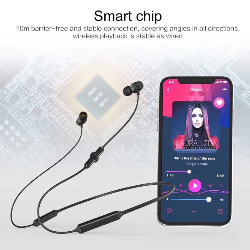 BassPal Bluetooth наушники Спортивные Беспроводные 48 часов работы Talktime Шейные