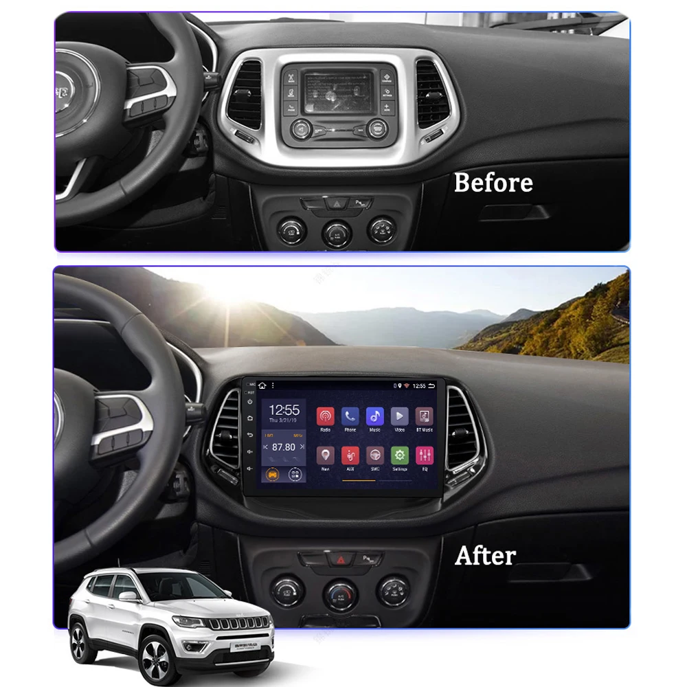 Автомагнитола для Jeep Compass 2017 2018 Android 8 1 9 &quotМультимедийная система Поддержка FM wifi