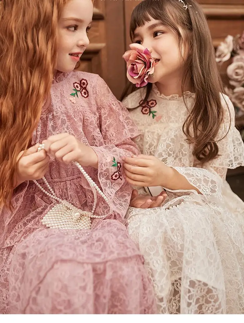 Платье для больших девочек весенняя одежда 2020 детское многослойное кружевное