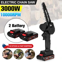3000w 6 inch electric chain saw cordless pruning chainsaw rechargeable garden tree logging woodworking power tools 2 battery