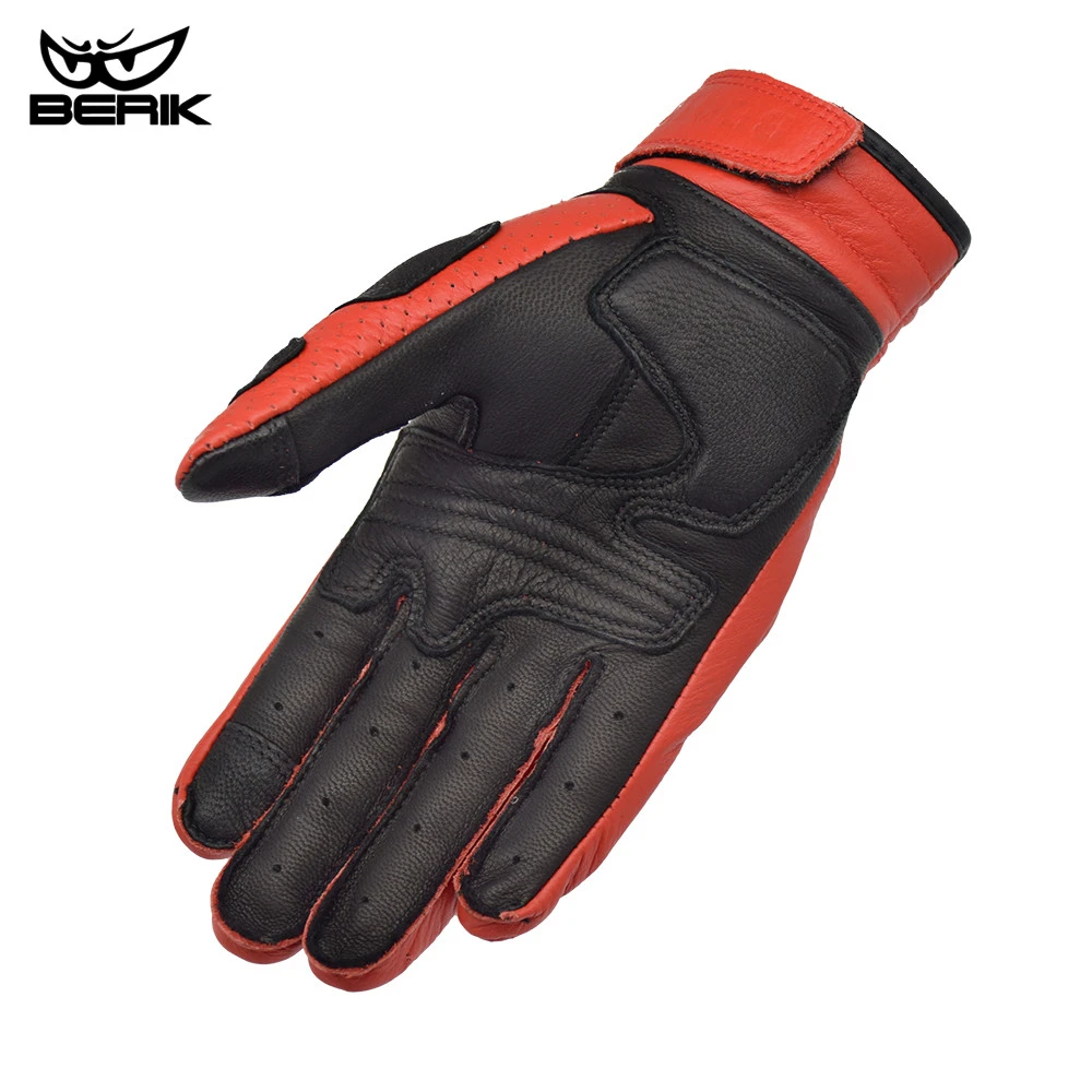 Кожаные Мотоциклетные Перчатки премиум-класса для мужчин защитные красные