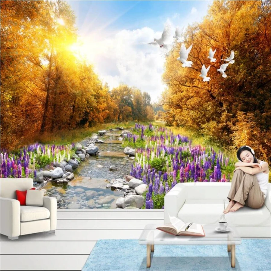 Настенные 3D обои на заказ красивый Лавандовый пейзаж настенная живопись для