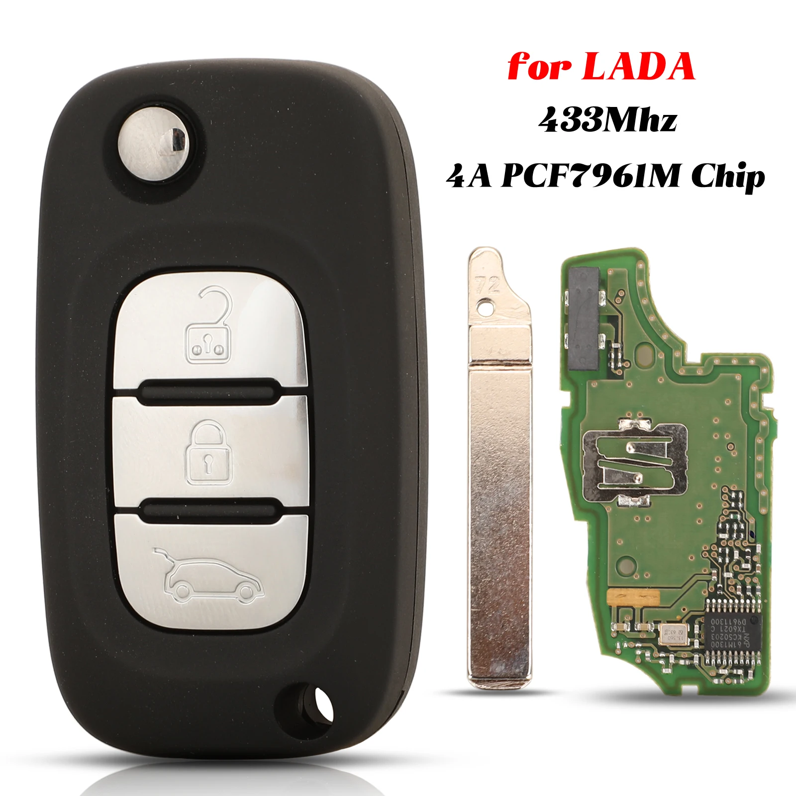 Jingyuqin 3 кнопки Flip Smart Remote Car Key 433 МГц 4A PCF7961M Chip Fob для Лада Веста XRAY X-RAY 2015-2019 FCC: CWTWB1G767 |