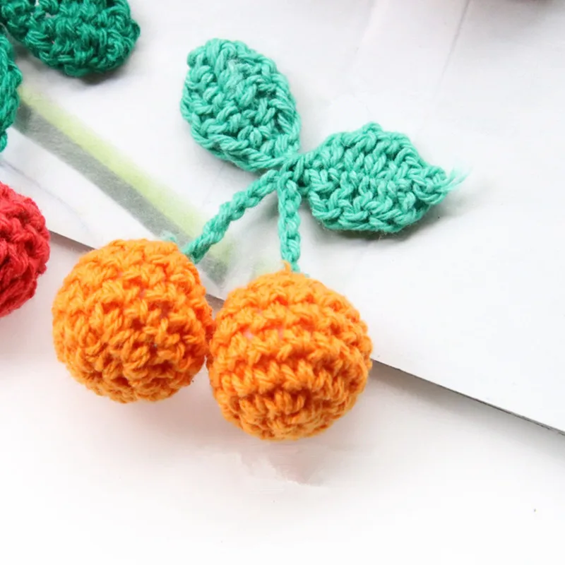 5 шт. вязанная шерсть зеленый лист вишня DIY ремесло девушка серьги кулон аксессуары для волос шляпа сумка кольцо для ключей материалы для декора