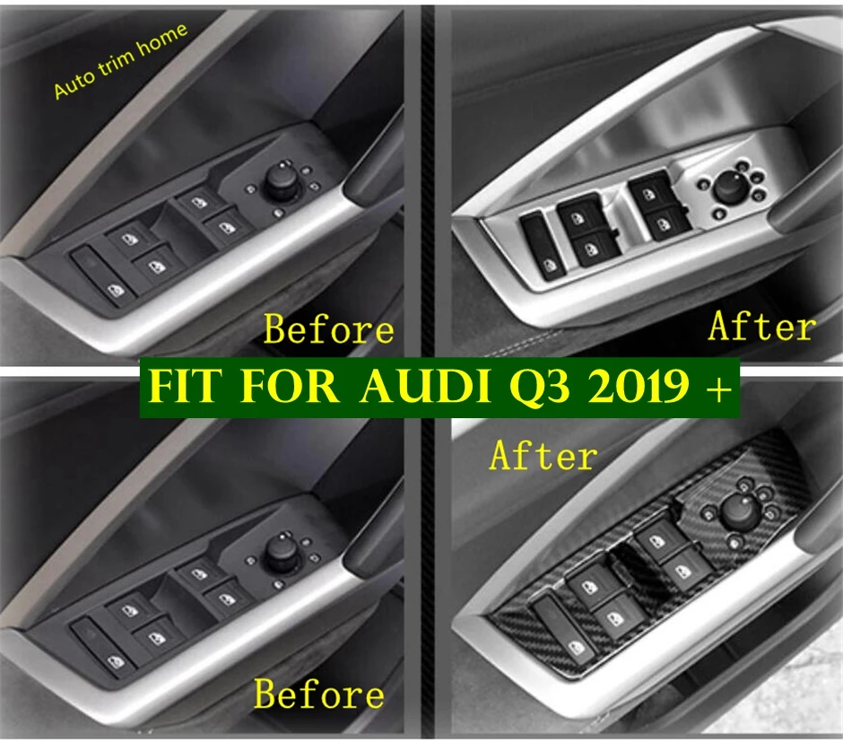 

Inner Door Handle Armrest Window Switch Control Panel Cover Trim Fit For Audi Q3 2019 2020 2021 ABS Matte / Carbon Fiber Look