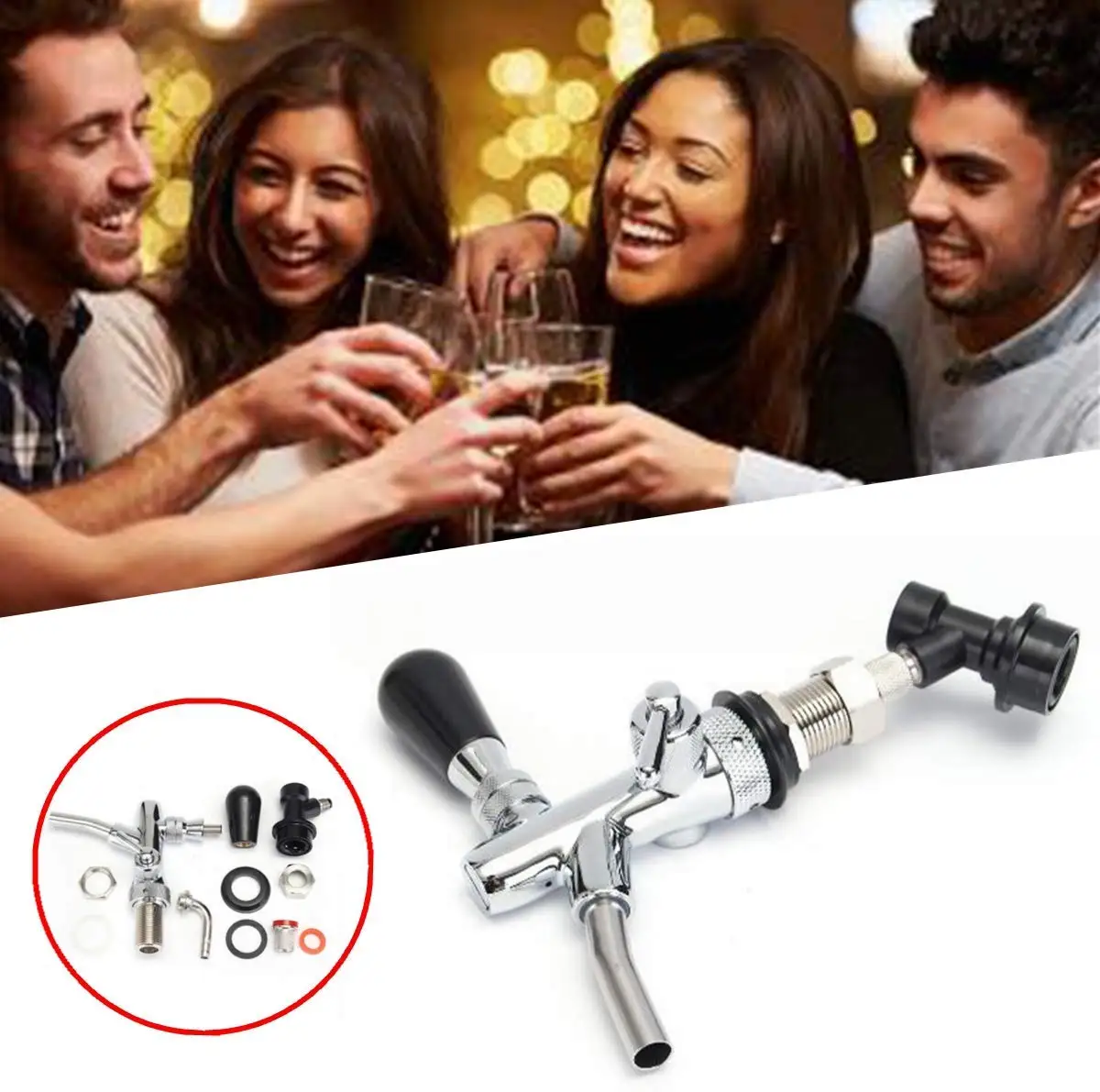 Хромированный смеситель для пива регулируемый кран домашнего пивоварения с