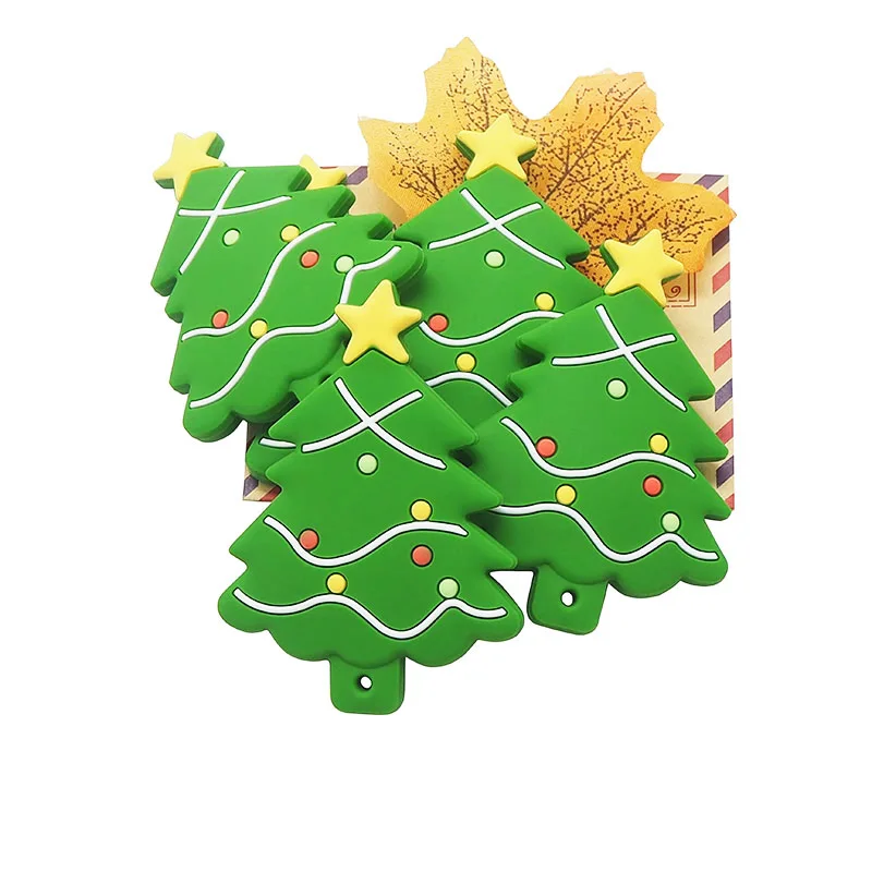Chenkai-mordedor de silicona para &aacute;rbol de Navidad, cadena de mordedor para beb&eacute;, colgante, collar, juguete, 5 uds.-0