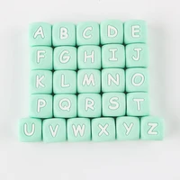 kovict 12mm 10pcs green silicone alphabet letter beads baby teeth pacifier chain silicone baby teether bpa free