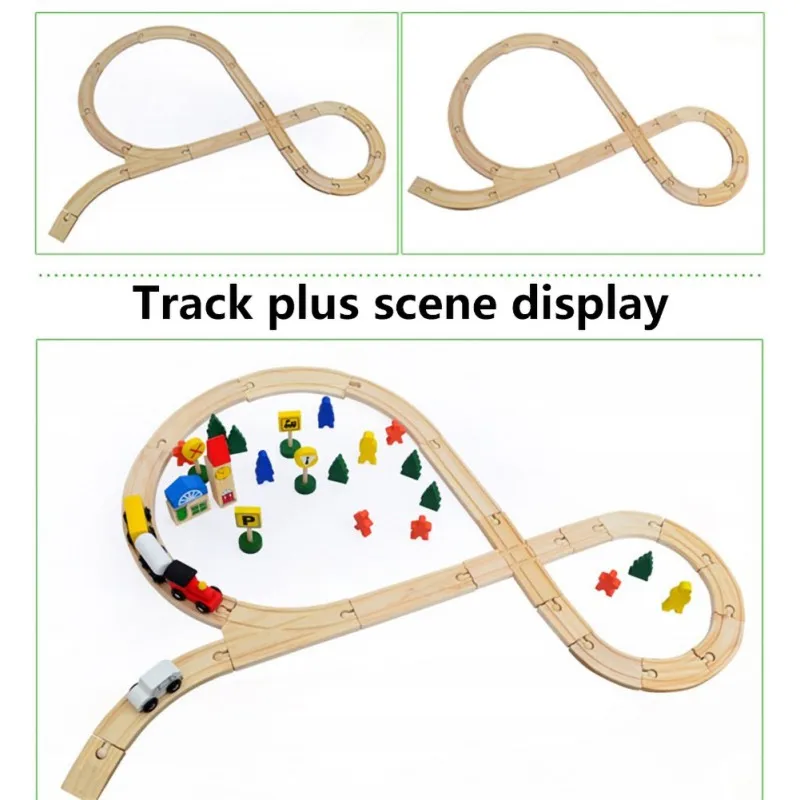 

Kids Wooden Early Education Toy 1.1 Small Train Baby Puzzle Fun Scene Set Toys 8-word Rail Car