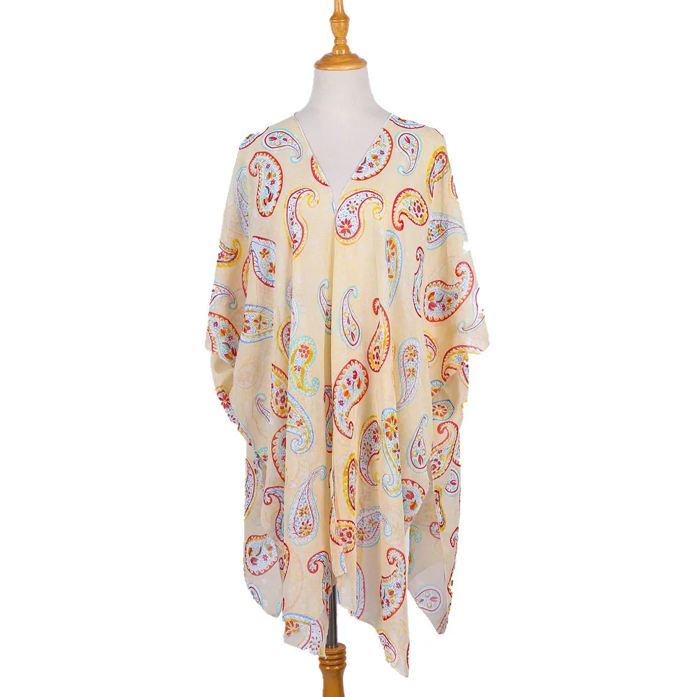 Модное женское бикини с цветочным принтом накидка бохо купальный костюм Пляжное