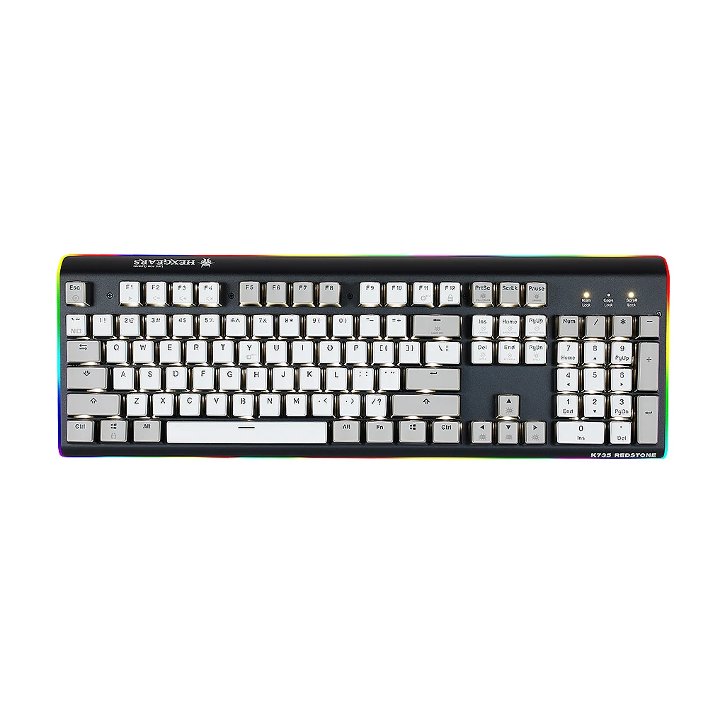 hexgears k735 hot swap switch mechanical keyboard 104 key waterproof gaming keyboard kailh box switch pbt keycaps rgb side diy free global shipping