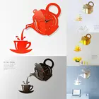 Акриловые кофейные чашки, кухонные настенные зеркальные часы, современный дизайн, украшение для дома, Декор, Настенная Наклейка для столовой, домашний декор
