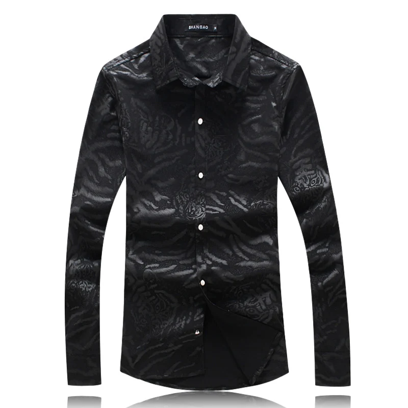 

Shirts Black 2020 Men's New Fashion Personality Men Long Sleeve Slim Fit Camisa Masculina Big Size M-XXXXL 5XL#18101