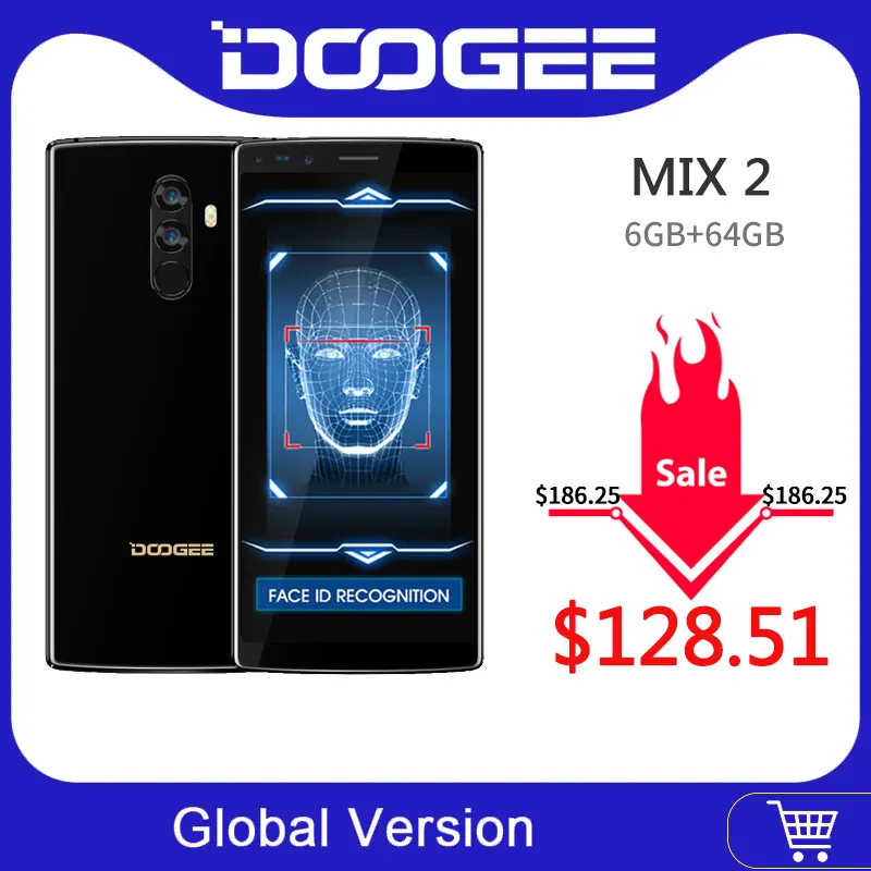 DOOGEE Mix 2 Android 7,1 4060 мАч 5,99 ''fhd+ Helio P25 Octa Core 6 ГБ Оперативная память 128 Гб Встроенная память смартфон Quad камеры 16,0+ 13,0 Мп