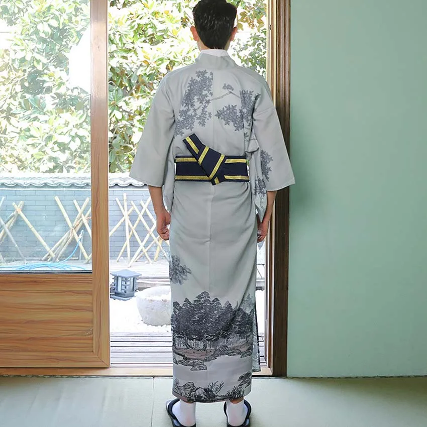 Кимоно мужское традиционное в японском стиле юката пояс Оби винтажные украшения