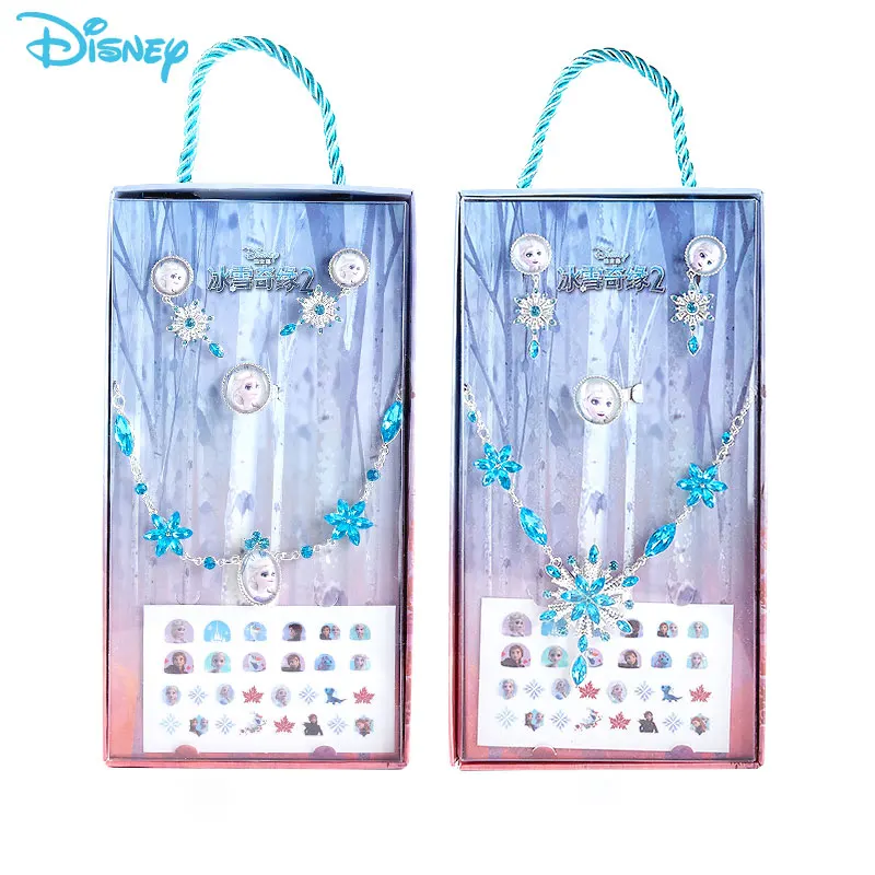 

Ожерелье «Холодное сердце» Disney для девочек, детская игрушка, серьги, кольца, аксессуары, бумажные открытки, подарок на день рождения и Рожде...