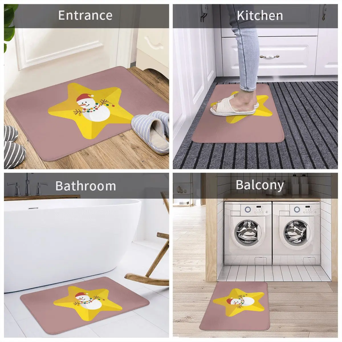 

Bath Mat Christmas Ornament Door Mat Polyester Rug Carpet Pad Non-slip Water Oil Proof Entrance Living Room Home Bathroom