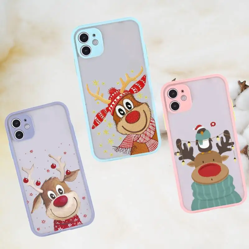 

Christmas Deer Phone Case matte transparent For gray iPhone 7 8 x xs xr 11 12 pro plus max mini Funda Clear