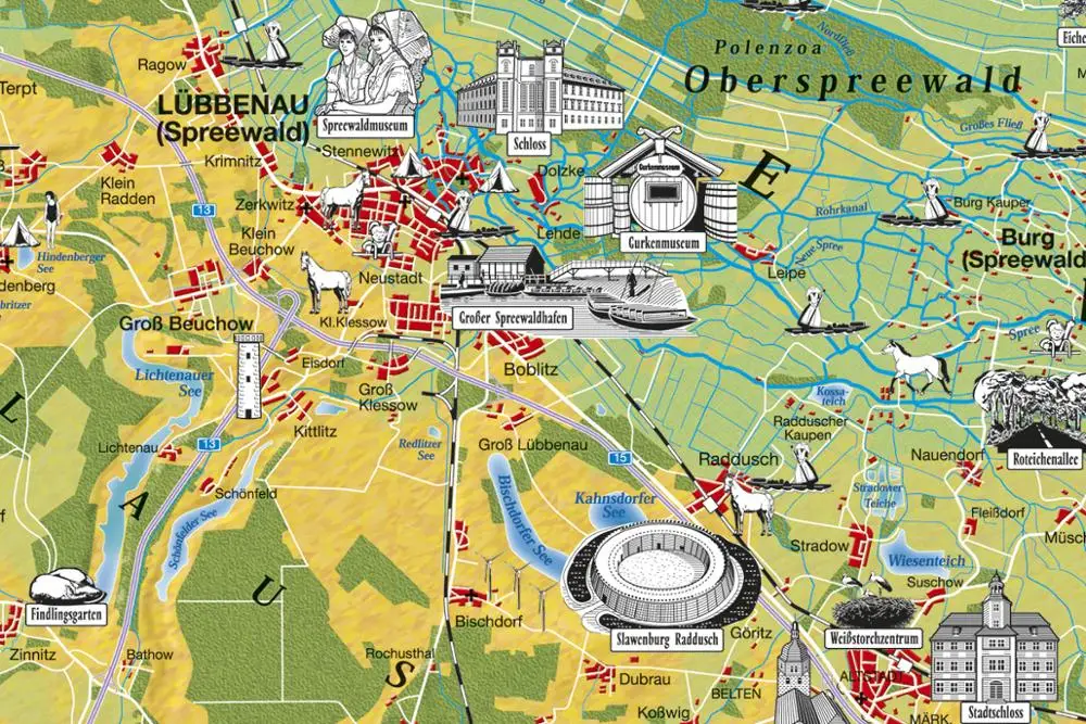 

400X300MM Ferienkarte-Spreewald-Ausschnitt_01 jumbo fridge magnet SFM-0318