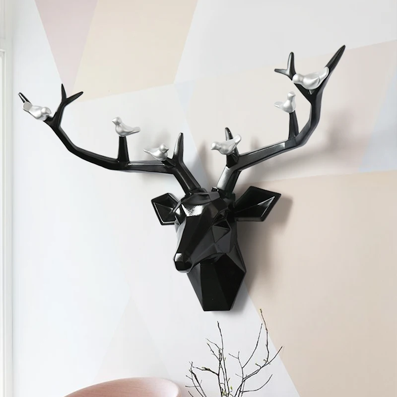 resin 3d big deer head wall decor for home satue decoration accessories abstract sculpture modern animal head wall decoration free global shipping