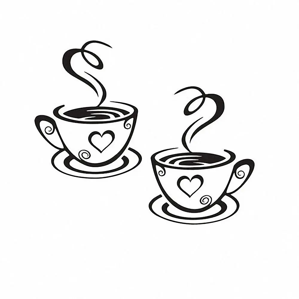 Настенный стикер для кухни 1 пара кофейная чашка с сердцем наклейка кафе духовки