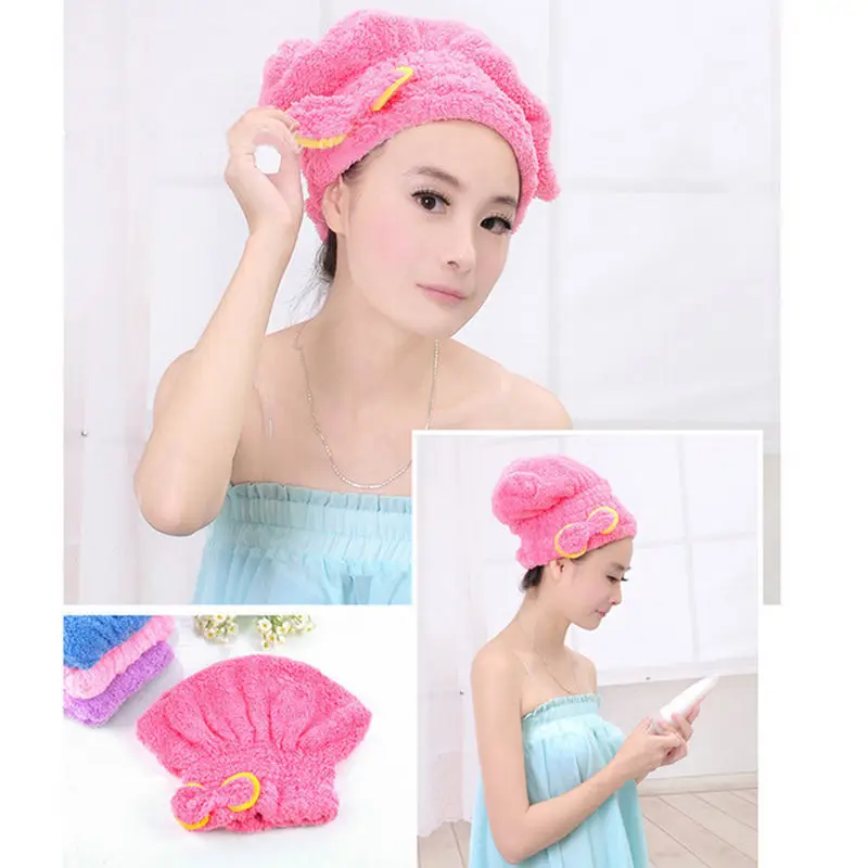 Home Textile Dry Hair Hat Microfiber Turban Quickly Wrapped Towel Bathing Cap | Красота и здоровье