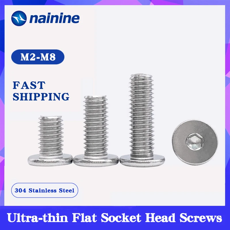 

Шестигранная головка [M2 M2.5 M3 M4 M5 M6 M8], ультратонкая сверхнизкая плоская рифленая головка, болт с шестигранной головкой, шуруп из нержавеющей ...