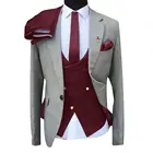 Мужской костюм-тройка SZMANLIZI, светильник-серый, деловой, вечерний, бордовый, с жилетом и брюками, на заказ, 2021