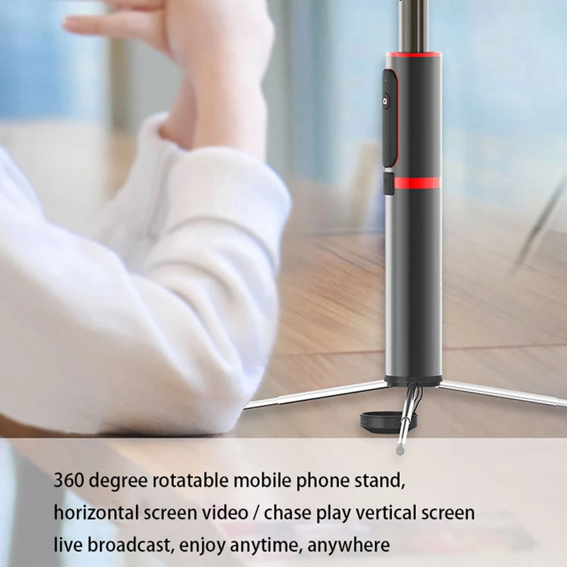 Integrated Tripod Selfie Stick with Bluetooth Remote Control and for IOS Android Cellphone (Black Red) | Электроника