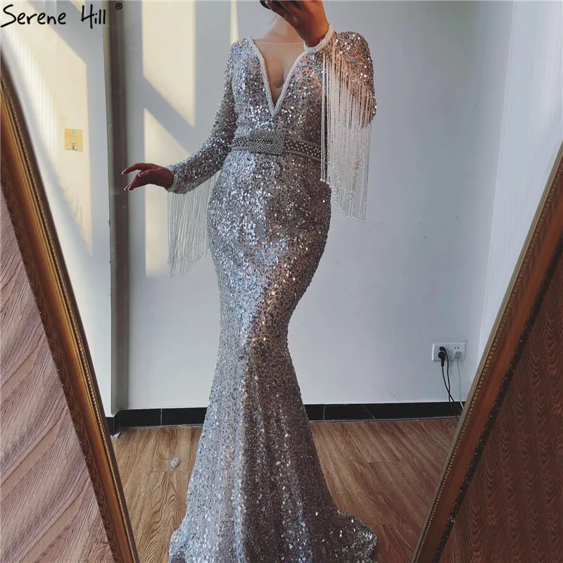 Роскошные вечерние платья с длинным рукавом и кисточками в Дубае 2020 Сексуальные