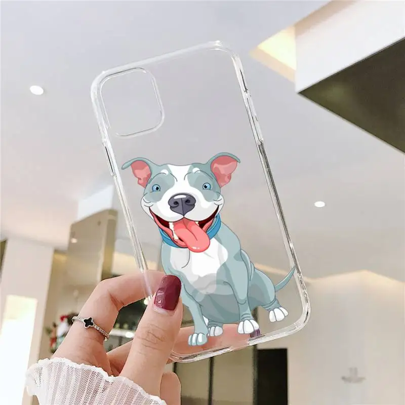 

Pitbull Bulldog Dog cute Phone Case For iphone 12 11 8 7 6s 6 5 5s 5c se plus mini x xs xr pro max Transparent soft