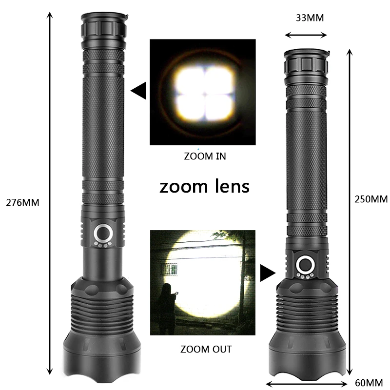 XHP70 Super Bright Powerful LED Flashlight USB Rechargeable 1685 26650 Battery Torch Zoomable Lantern For Outside Camping |