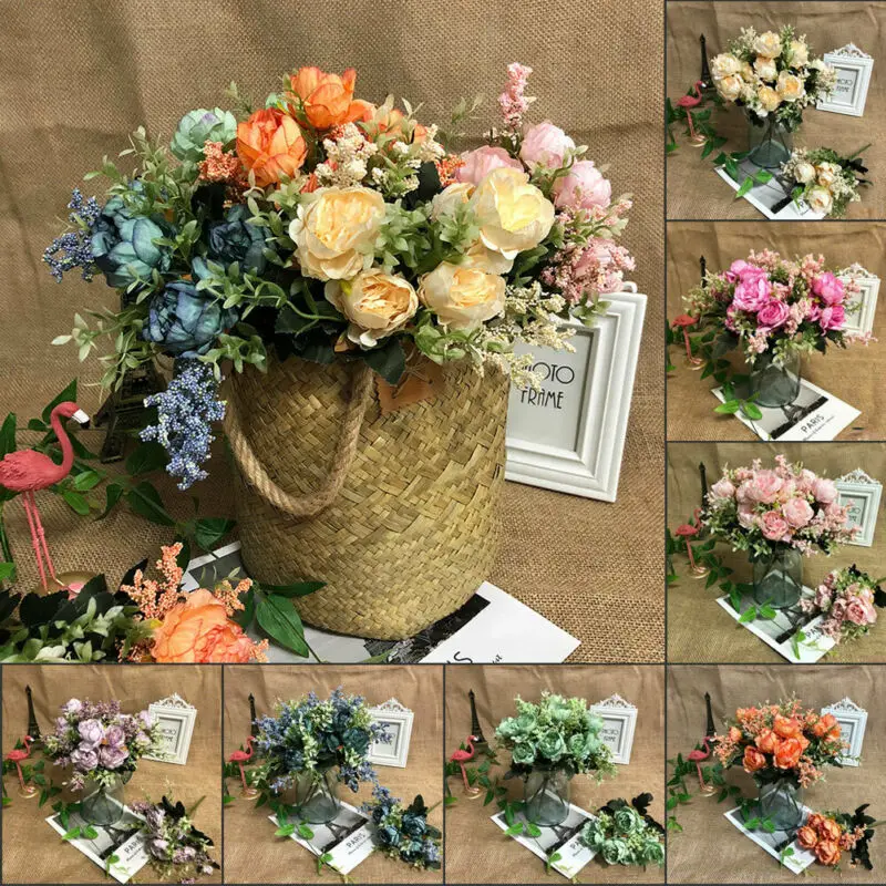 Искусственные цветы для украшения роза пион Шелковый маленький букет вечерние