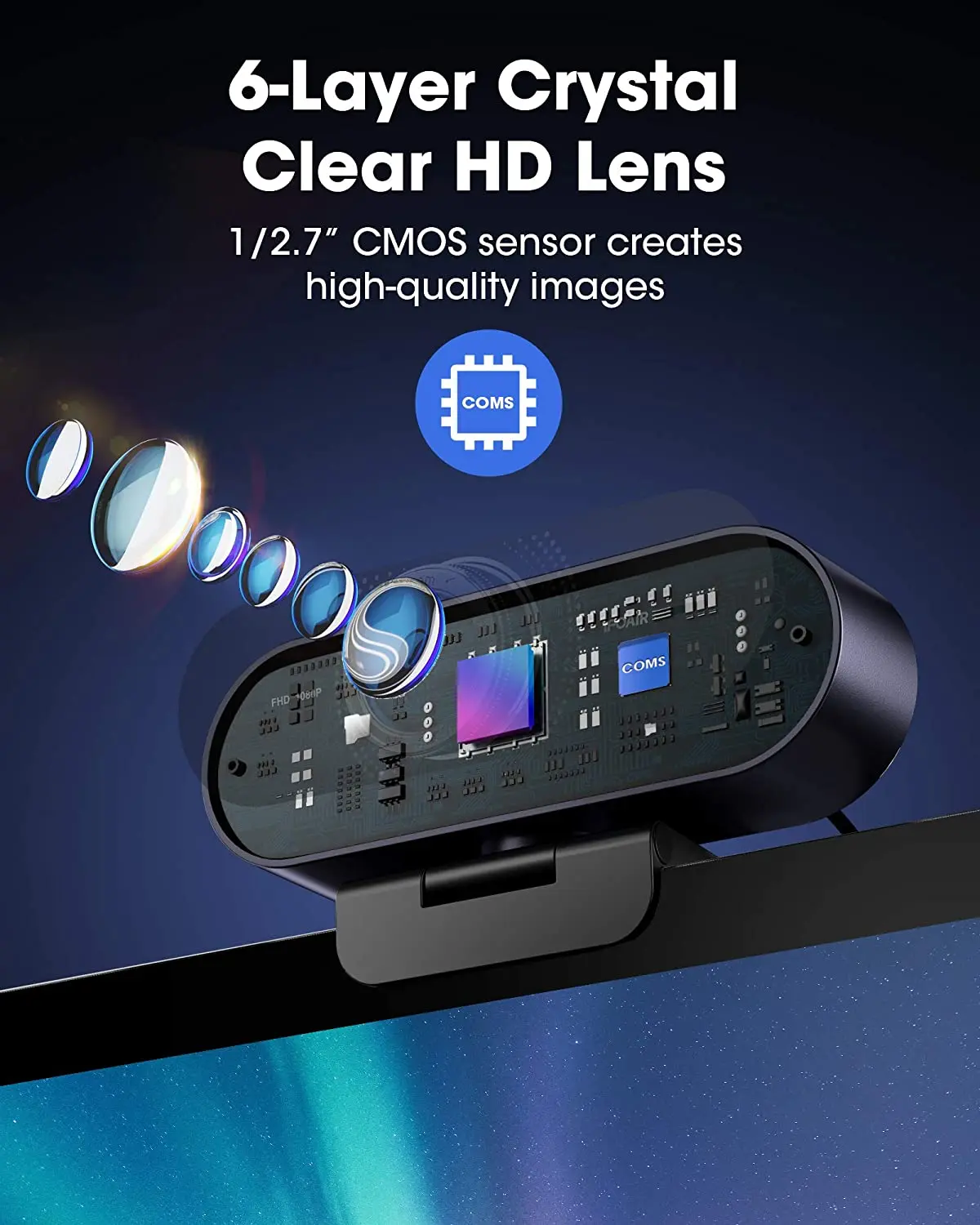 Купить Веб-камера IFOAIR Full HD 1080p с микрофоном для ПК/ноутбука/смарт-телевизора, веб-камера с коррекцией света для видеозвонков/онлайн