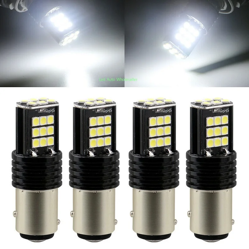 10Pcs Car LED Reversing Light 24SMD Decoding Turn Signal T15 T20 1157 Car Reserve Lamp Auto Brake Light Turn Signal Bulb