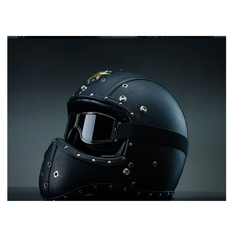 Мотоциклетный шлем в стиле ретро мотоциклетный с закрытым лицом кафе