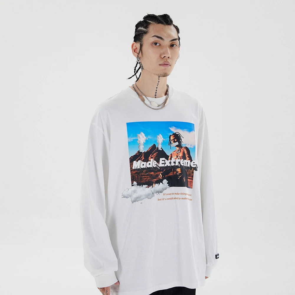 

2021 Мужская одежда, футболки с рисунком Тревиса Скотта, женская уличная одежда, Топ с длинным рукавом, футболка оверсайз в стиле хип-хоп, подх...