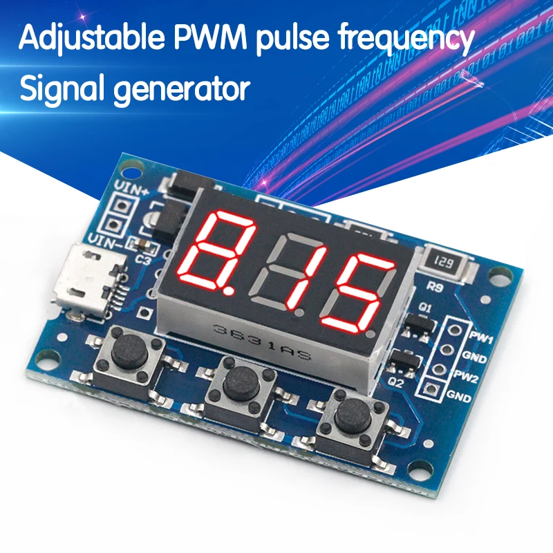 

DC 5-30V Micro USB 5V Power Independent PWM Generator 2 Channel Dual Way Digital LED Duty Cycle Pulse Frequency Board Module