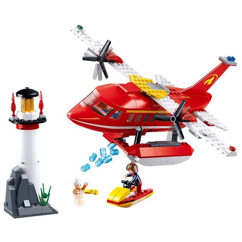 

348PCS Sluban 0629 Firefighting Series Water Firefighting Aircraft Assembly Model Boy Assembling Building Blocks Toy Gift
