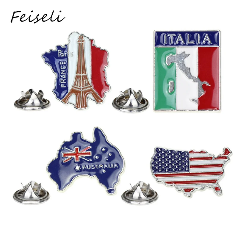 Feiseli креативный итальянский США Австралия Франция Париж башня дорожная Брошь для