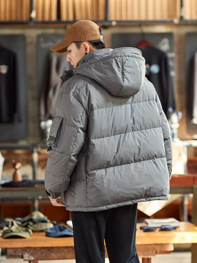 Winter New down Jacket Men's Short Hood Thickened Korean Style Solid Color Trendy Men's Winter Coat