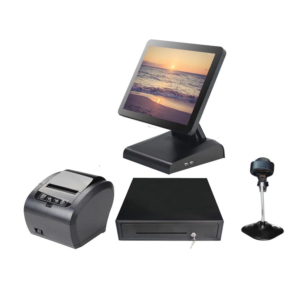 Оптовые продажи терминал POS с Windows 15 дюймов кассовый аппарат сенсорный экран