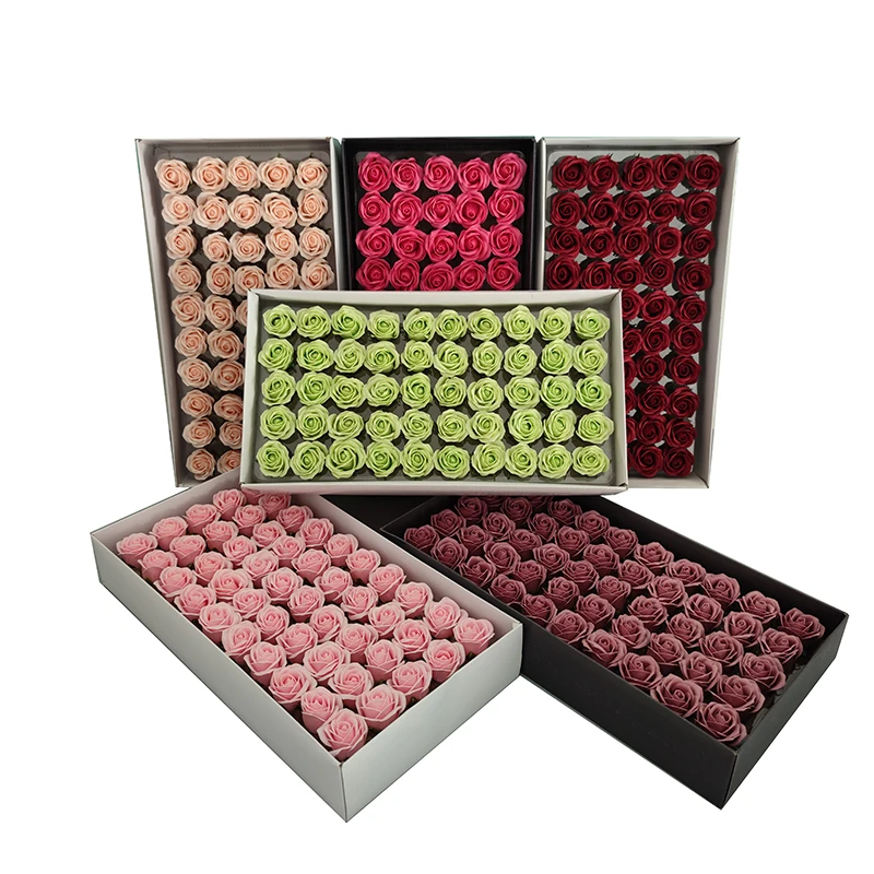 

Cheap 50pcs Mini Soap Rose Heads Romantic Wedding Valentine's Day Gift DIY Wedding Bouquet Home Decoration Hand Flower Art 2.5cm