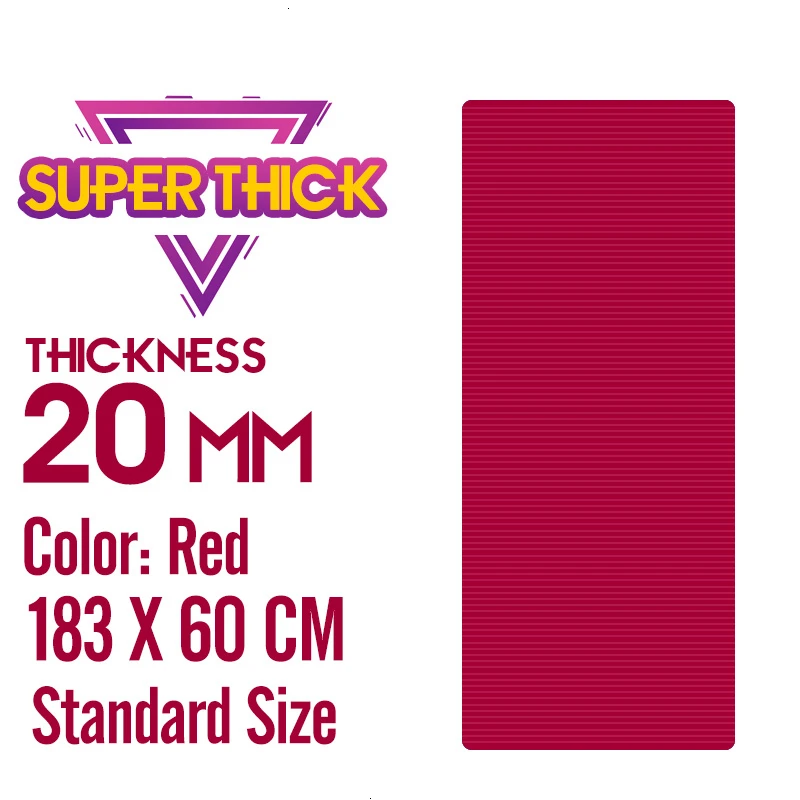Thick 20mm 183X60cm 1830*610*20 мм толстый нескользящий коврик для йоги, мягкий коврик для спортзала, пилатеса, складной коврик для бодибилдинга, тренажеры для фитнеса, сделай сам - Цвет: Thick 20mm 183X60cm