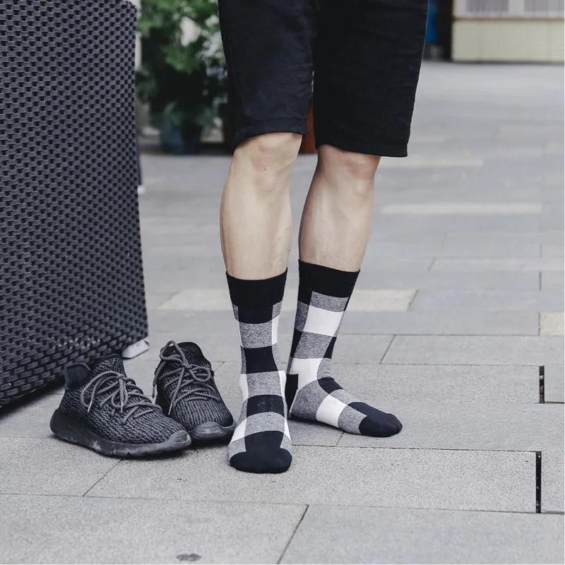 Винтажные счастливые мужские носки классические геометрические полосатые