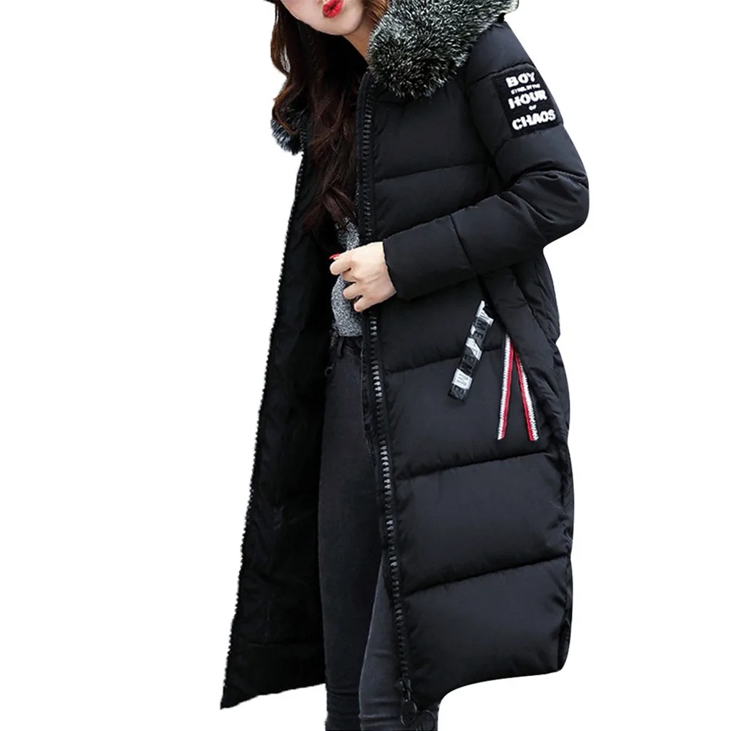 

Fashion Outerwear Jacket Women Winter Warm Overcoat Cotton Hooded Winter Long-sleeved Coat Streetwear Windproof Overcoat D4