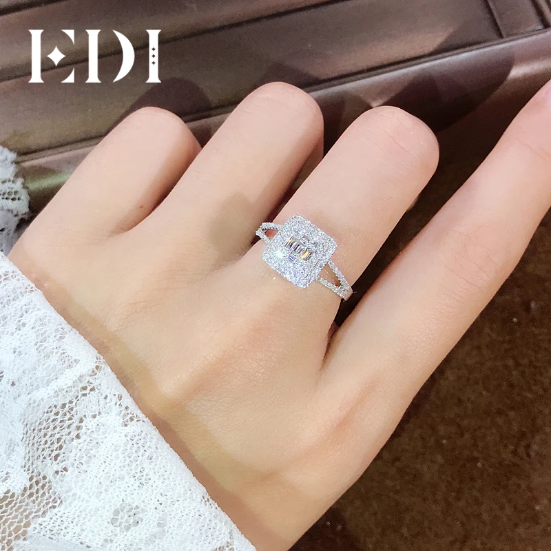 EDI Light роскошное обручальное кольцо с бриллиантами Настоящее 18 к белое золото 0,4 cttw натуральное бриллиантовое Тройное Кольцо Halo Свадебные украшения подарок