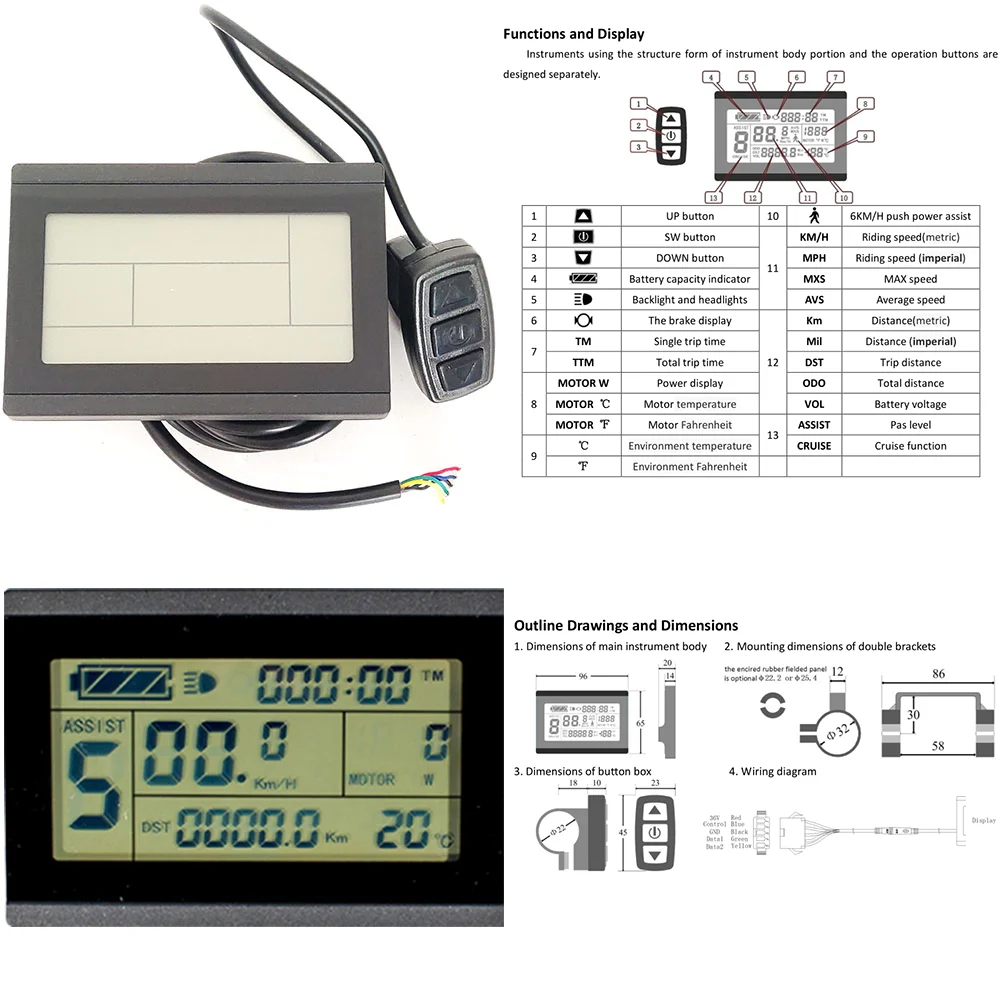 Дисплей Schuck LCD3 36 В 500 Вт комплект для переоборудования колеса заднего ступицы
