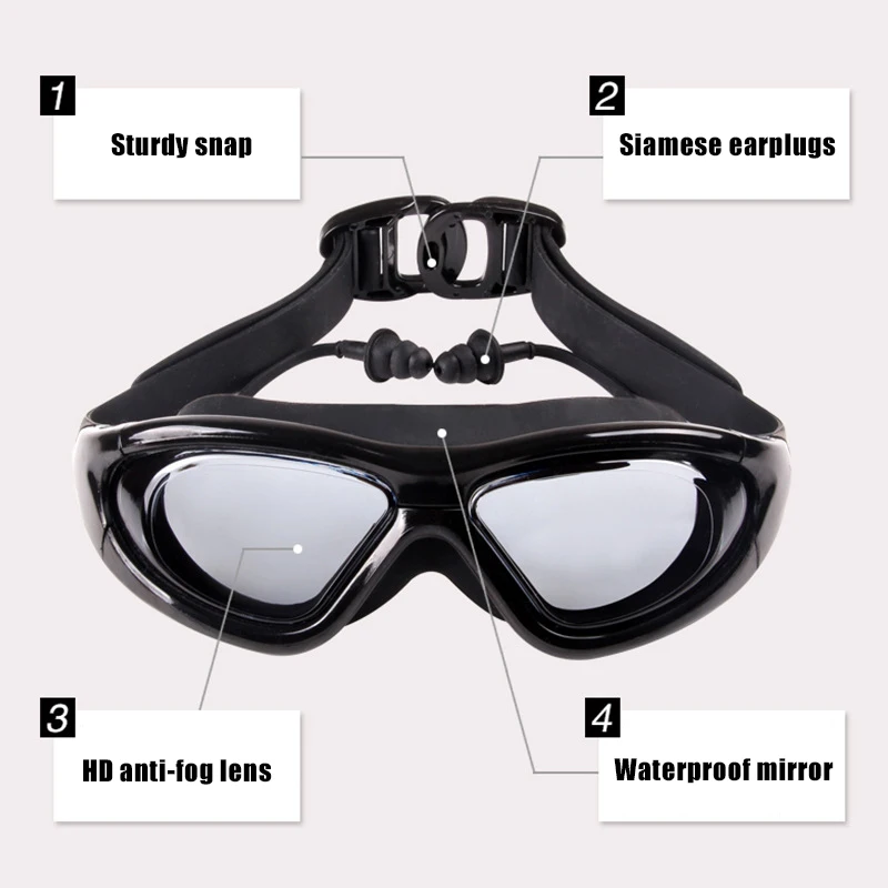 

High Quality Adult Swimming Goggles Anti Fog Swim Glasses with Ear Plugs for Men Women X85